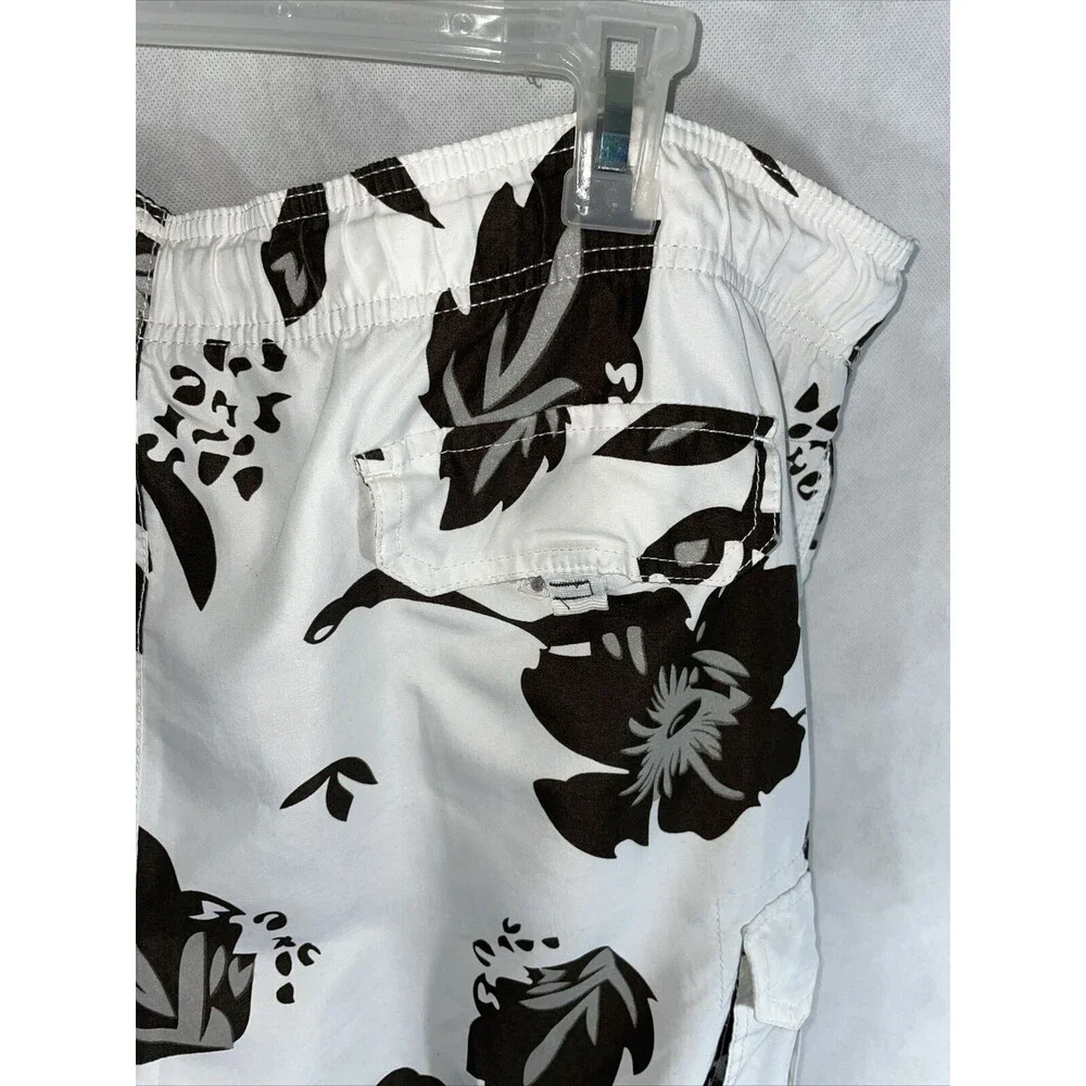 US Polo Swim Shorts Trunks Floral White Brown Size XL